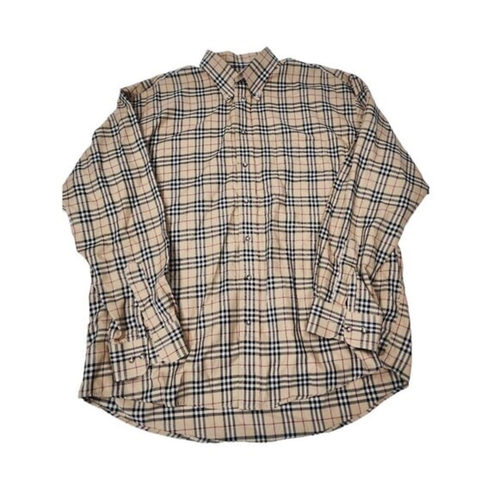 Burberry London Mens XL Nova Check Long Sleeve Button Front Shirt